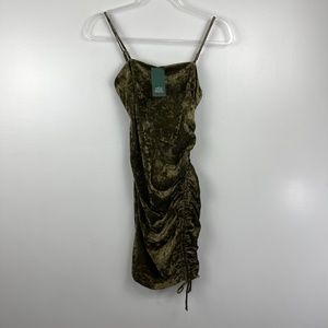 Wild Fable Crushed Velvet Green Mini Dress‎ NWT